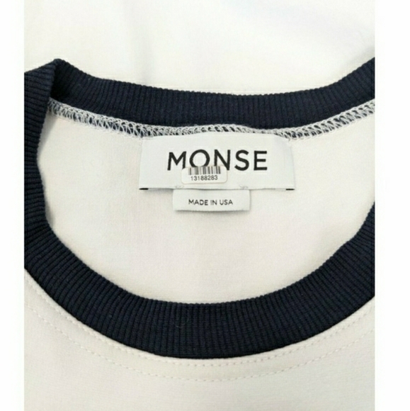 🌱 MONSE High-Low Crew Neck T-Shirt White Sz XS - Picture 7 of 8